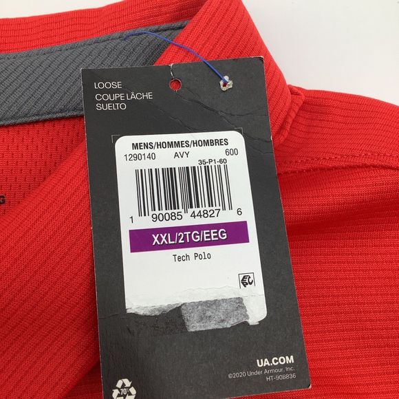 Under Armour Mens Loose Fit Short Sleeve Tech Polo Red Size XXL NWT - Picture 6 of 8
